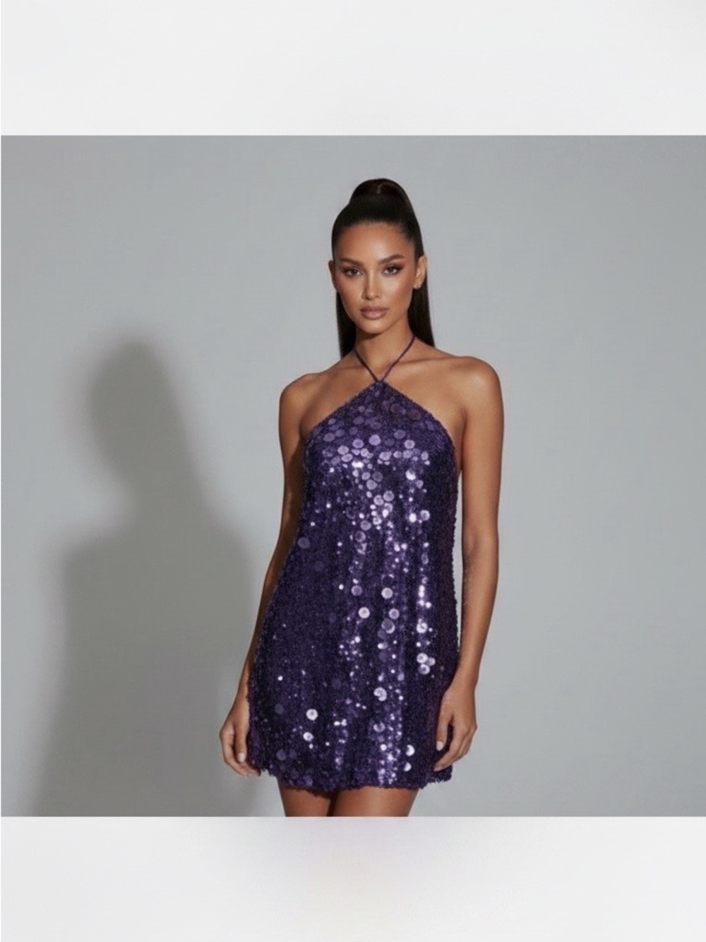 Princess Polly Purple Sequin Halter Mini Dress